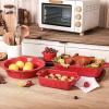 image:imageVICRAYS Ceramic Bakeware Set Porcelain Rectangular Baking Dish Baking Pan Lasagna Pans Casserole Dish Set for Cooking Kitchen Cake Dinner Banquet and Daily Use 3 PCS 15 x 85 Inches RedRed