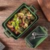 image:imageVICRAYS Ceramic Bakeware Set Porcelain Rectangular Baking Dish Baking Pan Lasagna Pans Casserole Dish Set for Cooking Kitchen Cake Dinner Banquet and Daily Use 3 PCS 15 x 85 Inches RedGreen