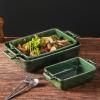 image:imageVICRAYS Ceramic Bakeware Set Porcelain Rectangular Baking Dish Baking Pan Lasagna Pans Casserole Dish Set for Cooking Kitchen Cake Dinner Banquet and Daily Use 3 PCS 15 x 85 Inches RedGreen