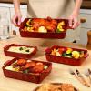 image:imageVICRAYS Ceramic Bakeware Set Porcelain Rectangular Baking Dish Baking Pan Lasagna Pans Casserole Dish Set for Cooking Kitchen Cake Dinner Banquet and Daily Use 3 PCS 15 x 85 Inches RedCherry Red