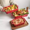 image:imageVICRAYS Ceramic Bakeware Set Porcelain Rectangular Baking Dish Baking Pan Lasagna Pans Casserole Dish Set for Cooking Kitchen Cake Dinner Banquet and Daily Use 3 PCS 15 x 85 Inches RedRed