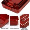 image:imageVICRAYS Ceramic Bakeware Set Porcelain Rectangular Baking Dish Baking Pan Lasagna Pans Casserole Dish Set for Cooking Kitchen Cake Dinner Banquet and Daily Use 3 PCS 15 x 85 Inches RedCherry Red