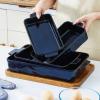 image:imageVICRAYS Ceramic Bakeware Set Porcelain Rectangular Baking Dish Baking Pan Lasagna Pans Casserole Dish Set for Cooking Kitchen Cake Dinner Banquet and Daily Use 3 PCS 15 x 85 Inches RedBlue