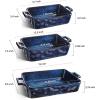 image:imageVICRAYS Ceramic Bakeware Set Porcelain Rectangular Baking Dish Baking Pan Lasagna Pans Casserole Dish Set for Cooking Kitchen Cake Dinner Banquet and Daily Use 3 PCS 15 x 85 Inches RedBlue