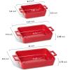 image:imageVICRAYS Ceramic Bakeware Set Porcelain Rectangular Baking Dish Baking Pan Lasagna Pans Casserole Dish Set for Cooking Kitchen Cake Dinner Banquet and Daily Use 3 PCS 15 x 85 Inches RedRed