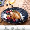 image:imageVicrays 16Piece Kitchen Dinnerware Set Ceramic Fluted Dinner Plates Salad Plates Mug Set Microwave Oven and Dishwasher Safe Scratch Resistant Suitable for Home Party Restaurant Blue