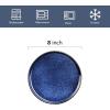 image:imageVicrays 24Piece Kitchen Dinnerware Set Ceramic Flat Dinner Plates Salad Plates Bowls Set Coffee Mug Microwave Oven and Dishwasher Safe Scratch Resistant Suitable for Home Party Blue