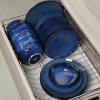 image:imageVicrays Ceramic 12 Pieces Dinnerware Set  Dinner Plates Salad Plates Cereal Bowls Set Service for 4  Scratch Resistant Microwave Oven Dishwasher Safe  Cherry RedShallow Blue