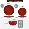 image:imageVicrays Ceramic 12 Pieces Dinnerware Set  Dinner Plates Salad Plates Cereal Bowls Set Service for 4  Scratch Resistant Microwave Oven Dishwasher Safe  Cherry RedCherry Red1