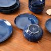 image:imageVicrays Ceramic 12 Pieces Dinnerware Set  Dinner Plates Salad Plates Cereal Bowls Set Service for 4  Scratch Resistant Microwave Oven Dishwasher Safe  Cherry RedShallow Blue