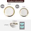 image:imageVicrays Ceramic 12 Pieces Dinnerware Set  Dinner Plates Salad Plates Cereal Bowls Set Service for 4  Scratch Resistant Microwave Oven Dishwasher Safe  Cherry RedWhite with Golden
