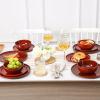 image:imageVicrays Ceramic 12 Pieces Dinnerware Set  Dinner Plates Salad Plates Cereal Bowls Set Service for 4  Scratch Resistant Microwave Oven Dishwasher Safe  Cherry RedCherry Red