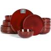 image:imageVicrays Ceramic 12 Pieces Dinnerware Set  Dinner Plates Salad Plates Cereal Bowls Set Service for 4  Scratch Resistant Microwave Oven Dishwasher Safe  Cherry RedCherry Red