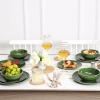 image:imageVicrays Ceramic 12 Pieces Dinnerware Set  Dinner Plates Salad Plates Cereal Bowls Set Service for 4  Scratch Resistant Microwave Oven Dishwasher Safe  Cherry RedShallow Green