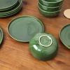 image:imageVicrays Ceramic 12 Pieces Dinnerware Set  Dinner Plates Salad Plates Cereal Bowls Set Service for 4  Scratch Resistant Microwave Oven Dishwasher Safe  Cherry RedGreen