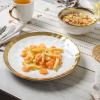 image:imageVicrays Ceramic 12 Pieces Dinnerware Set  Dinner Plates Salad Plates Cereal Bowls Set Service for 4  Scratch Resistant Microwave Oven Dishwasher Safe  Cherry RedWhite with Golden