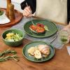 image:imageVicrays Ceramic 12 Pieces Dinnerware Set  Dinner Plates Salad Plates Cereal Bowls Set Service for 4  Scratch Resistant Microwave Oven Dishwasher Safe  Cherry RedGreen