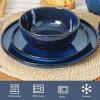 image:imageVicrays Ceramic 12 Pieces Dinnerware Set  Dinner Plates Salad Plates Cereal Bowls Set Service for 4  Scratch Resistant Microwave Oven Dishwasher Safe  Cherry RedBlue