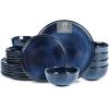 image:imageVicrays Ceramic 12 Pieces Dinnerware Set  Dinner Plates Salad Plates Cereal Bowls Set Service for 4  Scratch Resistant Microwave Oven Dishwasher Safe  Cherry RedBlue