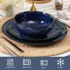 image:imageVicrays Ceramic 12 Pieces Dinnerware Set  Dinner Plates Salad Plates Cereal Bowls Set Service for 4  Scratch Resistant Microwave Oven Dishwasher Safe  Starry blue
