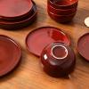 image:imageVicrays Ceramic 12 Pieces Dinnerware Set  Dinner Plates Salad Plates Cereal Bowls Set Service for 4  Scratch Resistant Microwave Oven Dishwasher Safe  Cherry RedCherry Red