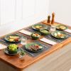 image:imageVicrays Ceramic 12 Pieces Dinnerware Set  Dinner Plates Salad Plates Cereal Bowls Set Service for 4  Scratch Resistant Microwave Oven Dishwasher Safe  Cherry RedShallow Green
