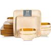 image:imageVicrays Ceramic 18 Pieces Square Dinnerware Set  Dinner Plates Salad Plates Cereal Bowls Set Service for 6  Scratch Resistant Microwave Oven Dishwasher Safe  GreenBeige