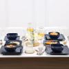 image:imageVicrays Ceramic 18 Pieces Square Dinnerware Set  Dinner Plates Salad Plates Cereal Bowls Set Service for 6  Scratch Resistant Microwave Oven Dishwasher Safe  GreenBlue