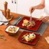 image:imageVicrays Ceramic 18 Pieces Square Dinnerware Set  Dinner Plates Salad Plates Cereal Bowls Set Service for 6  Scratch Resistant Microwave Oven Dishwasher Safe  GreenCherry Red