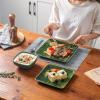 image:imageVicrays Ceramic 18 Pieces Square Dinnerware Set  Dinner Plates Salad Plates Cereal Bowls Set Service for 6  Scratch Resistant Microwave Oven Dishwasher Safe  GreenGreen