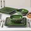 image:imageVicrays Ceramic 18 Pieces Square Dinnerware Set  Dinner Plates Salad Plates Cereal Bowls Set Service for 6  Scratch Resistant Microwave Oven Dishwasher Safe  GreenGreen