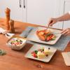 image:imageVicrays Ceramic 18 Pieces Square Dinnerware Set  Dinner Plates Salad Plates Cereal Bowls Set Service for 6  Scratch Resistant Microwave Oven Dishwasher Safe  GreenBeige