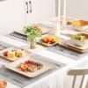 image:imageVicrays Ceramic 18 Pieces Square Dinnerware Set  Dinner Plates Salad Plates Cereal Bowls Set Service for 6  Scratch Resistant Microwave Oven Dishwasher Safe  GreenBeige