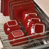 image:imageVicrays Ceramic 18 Pieces Square Dinnerware Set  Dinner Plates Salad Plates Cereal Bowls Set Service for 6  Scratch Resistant Microwave Oven Dishwasher Safe  GreenCherry Red