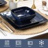 image:imageVicrays Ceramic 18 Pieces Square Dinnerware Set  Dinner Plates Salad Plates Cereal Bowls Set Service for 6  Scratch Resistant Microwave Oven Dishwasher Safe  GreenBlue