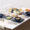 image:imageVicrays Ceramic 18 Pieces Square Dinnerware Set  Dinner Plates Salad Plates Cereal Bowls Set Service for 6  Scratch Resistant Microwave Oven Dishwasher Safe  GreenBlue