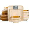 image:imageVicrays Ceramic 18 Pieces Square Dinnerware Set  Dinner Plates Salad Plates Cereal Bowls Set Service for 6  Scratch Resistant Microwave Oven Dishwasher Safe  GreenBeige