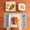 image:imageVicrays Ceramic 18 Pieces Square Dinnerware Set  Dinner Plates Salad Plates Cereal Bowls Set Service for 6  Scratch Resistant Microwave Oven Dishwasher Safe  GreenBeige
