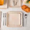 image:imageVicrays Ceramic 18 Pieces Square Dinnerware Set  Dinner Plates Salad Plates Cereal Bowls Set Service for 6  Scratch Resistant Microwave Oven Dishwasher Safe  GreenBeige