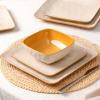 image:imageVicrays Ceramic 18 Pieces Square Dinnerware Set  Dinner Plates Salad Plates Cereal Bowls Set Service for 6  Scratch Resistant Microwave Oven Dishwasher Safe  GreenBeige