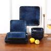 image:imageVicrays Ceramic 18 Pieces Square Dinnerware Set  Dinner Plates Salad Plates Cereal Bowls Set Service for 6  Scratch Resistant Microwave Oven Dishwasher Safe  GreenBlue