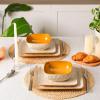 image:imageVicrays Ceramic 18 Pieces Square Dinnerware Set  Dinner Plates Salad Plates Cereal Bowls Set Service for 6  Scratch Resistant Microwave Oven Dishwasher Safe  GreenBeige
