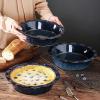 image:imageVicrays Ceramic Pie Pan  9 Inch Round Fluted and Deep Pie Dish for Tart Pizza Quiche Pot Pies Cake  Reactive Glaze GreenBlue