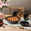 image:imageVicrays Ceramic Pie Pan  9 Inch Round Fluted and Deep Pie Dish for Tart Pizza Quiche Pot Pies Cake  Reactive Glaze GreenBright Black