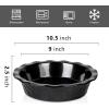 image:imageVicrays Ceramic Pie Pan  9 Inch Round Fluted and Deep Pie Dish for Tart Pizza Quiche Pot Pies Cake  Reactive Glaze GreenBright Black