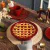 image:imageVicrays Ceramic Pie Pan  9 Inch Round Fluted and Deep Pie Dish for Tart Pizza Quiche Pot Pies Cake  Reactive Glaze GreenCherry Red