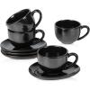 image:imagevicrays 65 oz Cappuccino Cups with Saucers Set of 4 Ceramic Coffee Cup for Au Lait Double shot Latte Cafe Mocha Tea Starry BlueBright Black