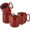 image:imagevicrays Ceramic Coffee Mug Set  18 Ounce Large Stoneware Mug for Men Women  Unique Glazed Porcelain Mugs with Handle for Coffee Latte Tea Milk Cocoa  Set of 4 GreenCherry Red