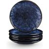 image:imagevicrays Ceramic Dessert Salad Plates 8 Inch Microwave Oven and Dishwasher Safe Round Porcelain Fluted Suitable for Snacks Appetizer Home Party Restaurant  Set of 6 RedBlue