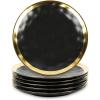 image:imagevicrays Ceramic Dessert Salad Plates 8 Inch Microwave Oven and Dishwasher Safe Round Porcelain Fluted Suitable for Snacks Appetizer Home Party Restaurant  Set of 6 RedBlack with Golden